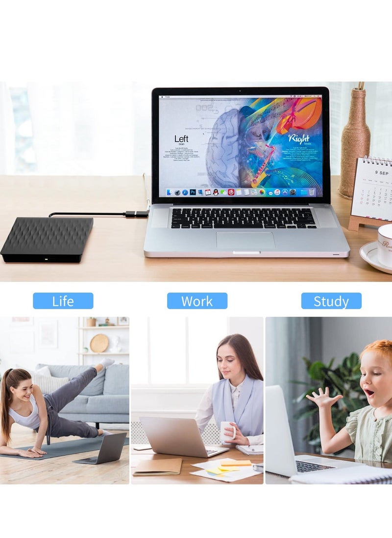 Y&D - SYOSI External CD/DVD Drive, for Laptop USB 3.0 & Type-C CD DVD Burner CD/DVD+/-RW Rewriter Laptop, Desktop, iMac, MacBook, Compatible with Windows 11/10/XP/8/7/Vista/Linux/MacOS - Image 1
