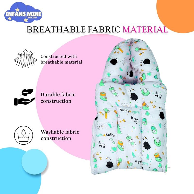 Infans Mini Panda Mini 3 in 1 Babys Cotton Bed Cum Carry Bed Printed Baby Sleeping BagBaby BedInfant Portable for Unisex Easily Portable Light Weight Carry for New Born 04 Months OldGreen - Image 5