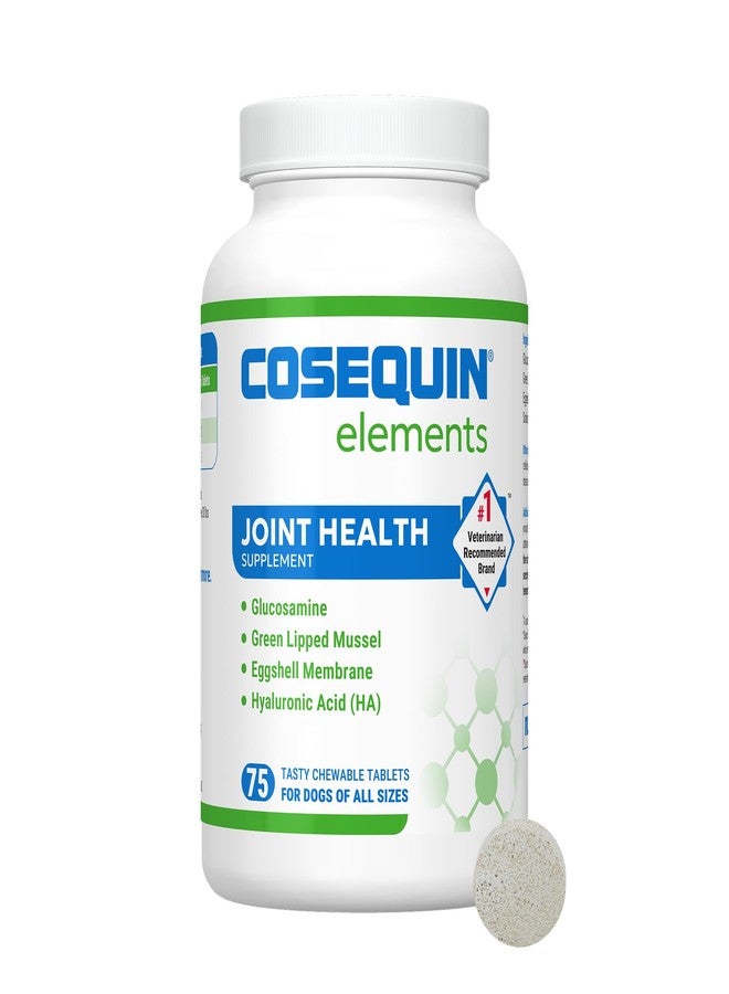 Nutramax Laboratories Cosequin Elements Dog Joint Health Supplement with Glucosamine, Green Lipped Mussel, Eggshell Membrane, & Hyaluronic Acid, 75 Tasty Chewable Tablets for Dogs - Image 1