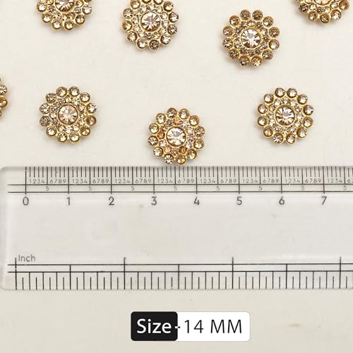 EmbroideryMaterial Golden Flower Shaped Sew on/Glue Rhinestones for Embroidery, Craft, DIY, Jewellery Making etc, Floral Embellishment (14MM, 100 Pieces) - Image 3