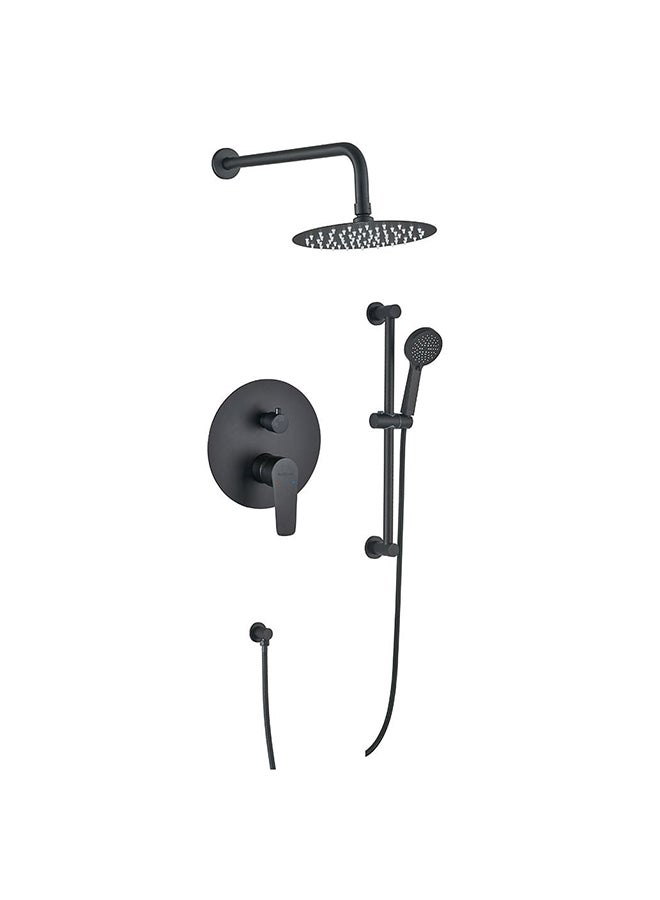 DANUBE HOME Milano Luxe Bayz Two Way Concealed Bath Shower Mixer Complete Set - Sanitary Rain Shower Kit in Matt Black - 10 Year Warranty - Stylish Brass Head Shower for Modern Bathrooms