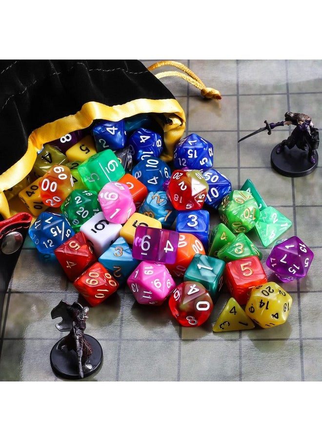 QMAY - Dnd Dice Set 15 X 7 Polyhedral Dice (105Pcs) With 1 Large Flannel Bag, D&D Dice (D4 D6 D8 D10 D% D12 D20) For Dungeons And Dragons Rpg Mtg Table Games - Image 1