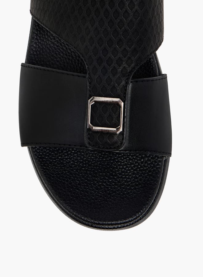 LBL by Shoexpress Men's Textured Slip-On Sandals with Metallic Detail Ramadan Collection - Image 3