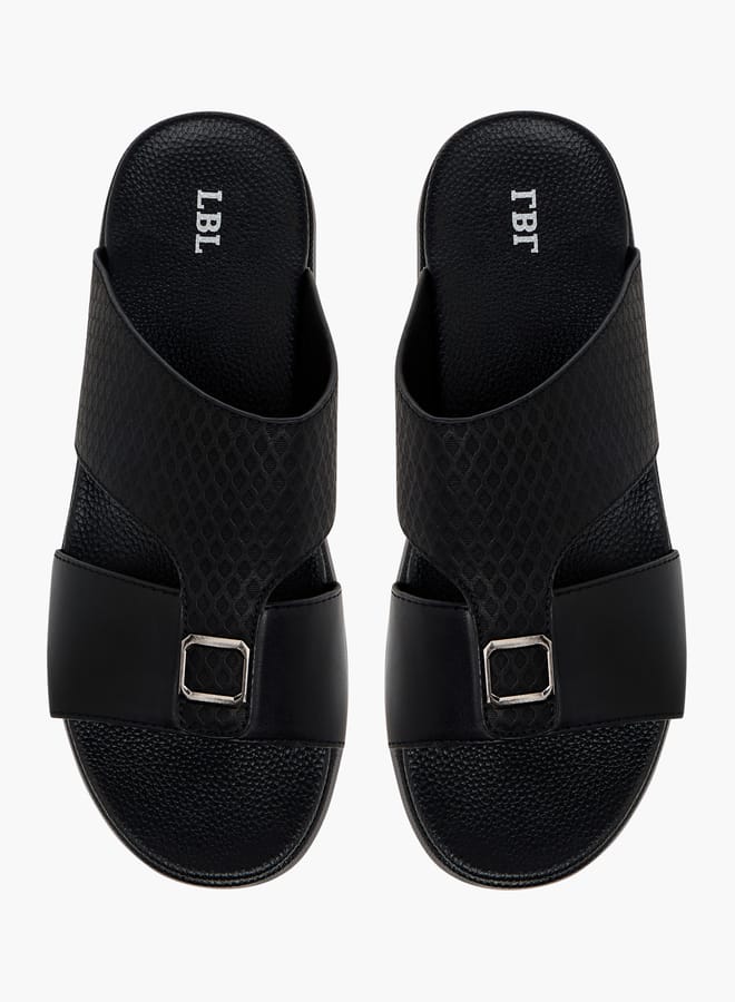 LBL by Shoexpress Men's Textured Slip-On Sandals with Metallic Detail Ramadan Collection - Image 2