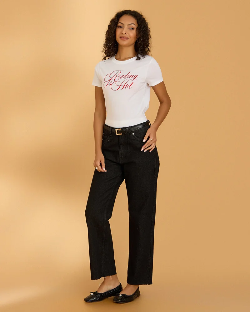 Redtag Women White Graphic Print T Shirt