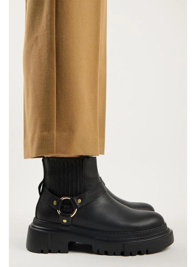 Manijero  Tessa Women's Genuine Leather Elastic-Hoop Accessory Black Boot. for Women | Best Price UAE