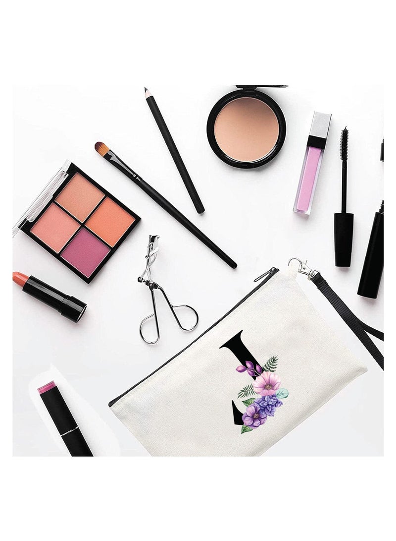PRINTSHOP4ME Initial Monogram Travel Makeup Bag for Women Unique Birthday Gifts for Mother - Bride Bridesmaid Cosmetic bag - Initial Canvas Makeup Bag Gifts with Zipper (J) - Image 2