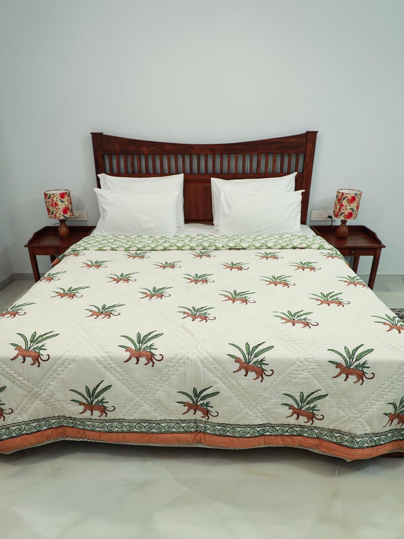Baarno Cheetah Single Bed Comforter Uniform Cotton Filling 100 Cotton Soft Cozy AC Dohar Blanket Lightweight Reversible Design All Weather Quilt Color White - Image 5