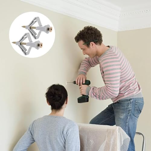 LUVINA Drywall Anchor Kit with Screws, Plastic Hollow Wall Drilling Anchors Plasterboard Plugs Screws Wall Installation Fastener Hardware (50 set) - Image 4