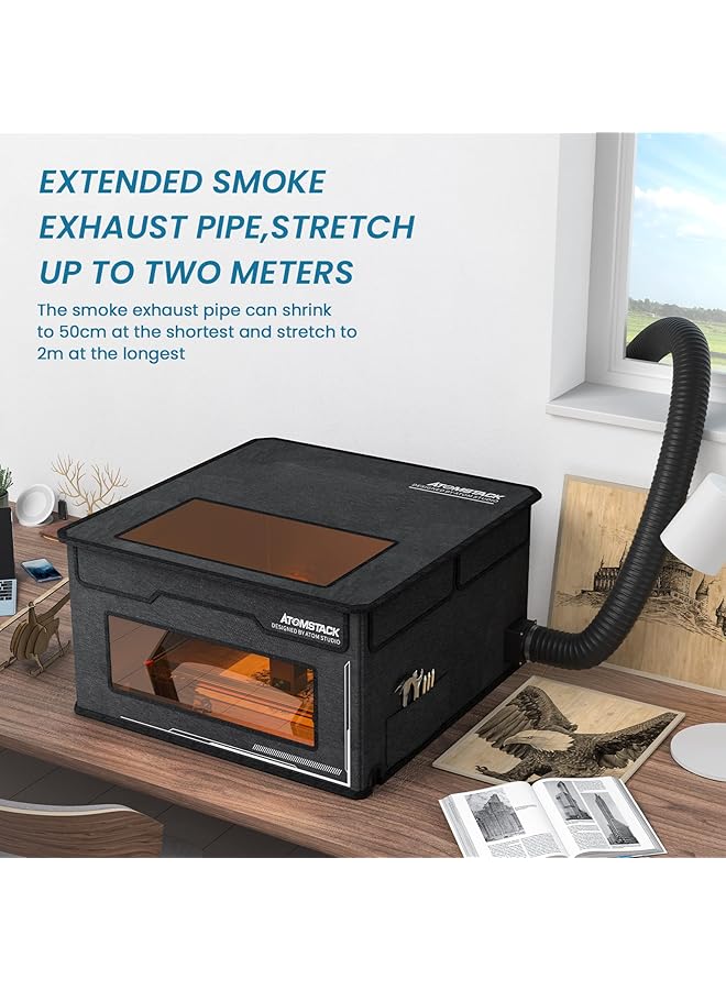 erorex Fb2 Protective Box For Laser Engraving Machine Housing Dustproof Cover Full Eye Protection Fireproof Dustproof Quick Assembly With 2 M Smoke Exhaust Pipe Stretch 750 X 750 Mm - Image 3