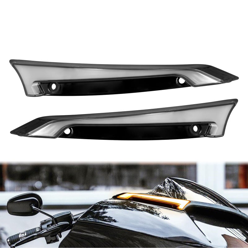 CARGLETRUE Windshield Trim Lights Windscreen Fairing Led Running Light Turn Signals Fit for Harley Touring Road Glide Models 20152023 Black - Image 2