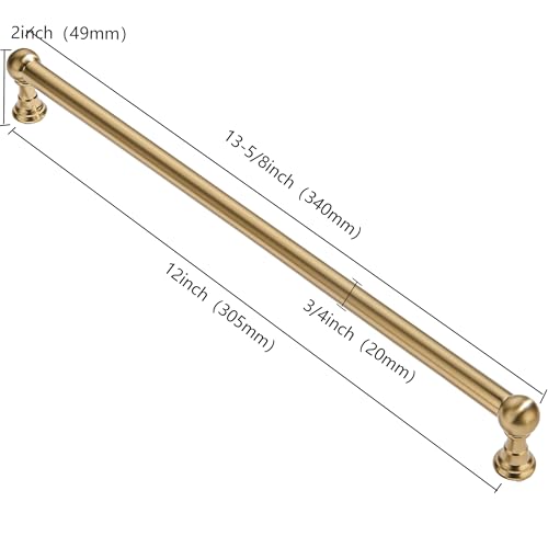 ZAUYX 1 Pack 12 Inch Hole Center Appliance Pulls Champagne Bronze Cabinet pulls 100 Solid Heavy Duty Warm Brass Dresser Pulls Cabinet Drawer Pulls for Kitchen Cupboard Hardware - Image 3