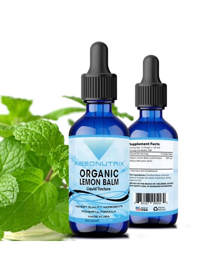 Absonutrix Organic Lemon Balm, 590 mg 200 Servings, Helps Sleep Better, Helps in Muscle Relaxation, Easy Absorption, Third Party Tested, Highly Potent, Made in The USA, Non-GMO, Gluten-Free - Image 1