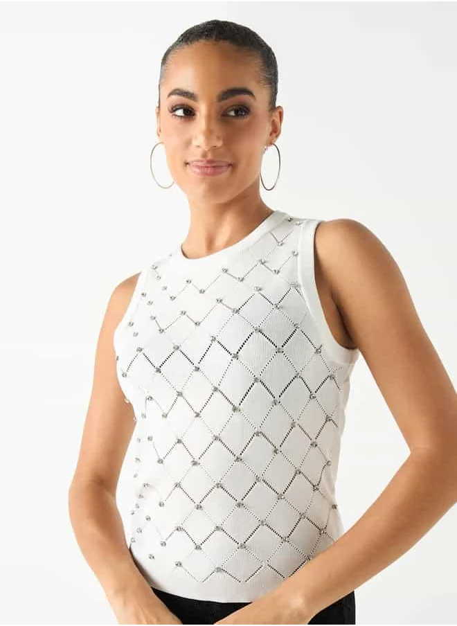2Xtremz 2Xtremz Embellished Sleeveless Top