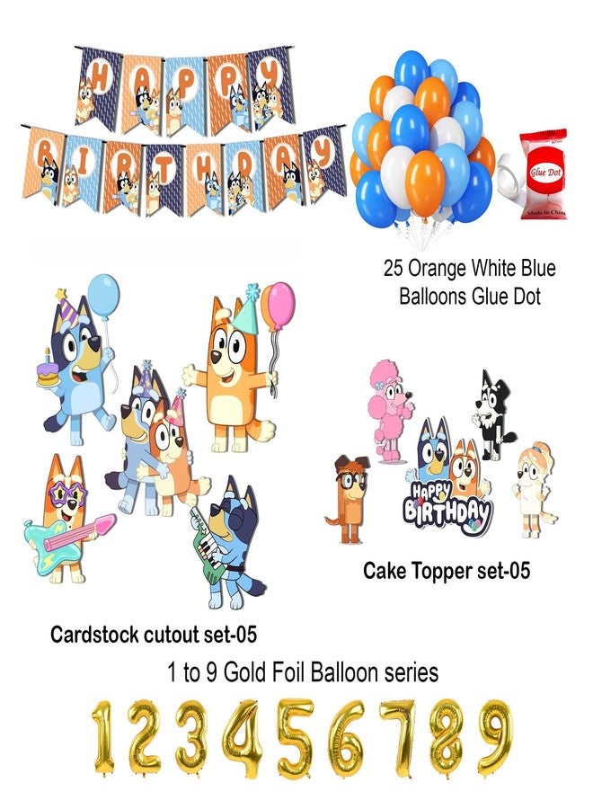 Partyjoy Bluey Decoration Kit Bluey Theme Birthday Party Supplies Set Cartoon Dog Birthday Banner & Cutouts |Premium Paper Quality set (Multicolor 4th birthday set) - Image 2