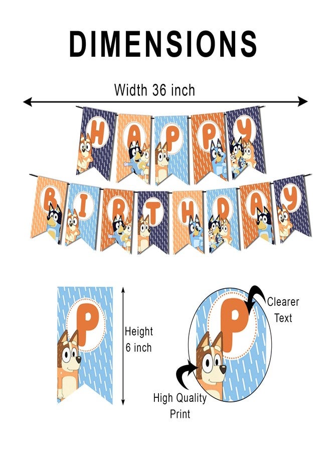 Partyjoy Bluey Decoration Kit Bluey Theme Birthday Party Supplies Set Cartoon Dog Birthday Banner & Cutouts |Premium Paper Quality set (Multicolor 4th birthday set) - Image 3