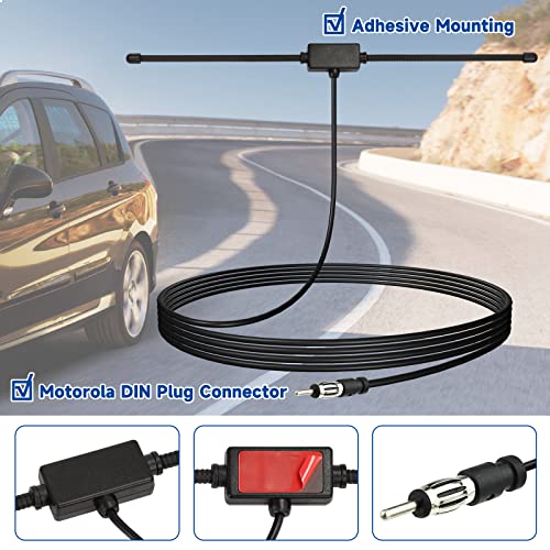 Bingfu Car FM AM Radio Dipole Antenna Adhesive Mount for Vehicle Truck SUV Car Stereo in Dash Head Unit CD Media Receiver Player Audio Marine Boat Radio - Image 5