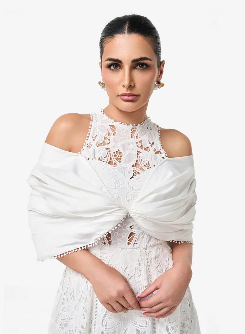 Threadz by Ajooni  Lace Cold Shoulder Maxi Dress for Women | Best Price UAE