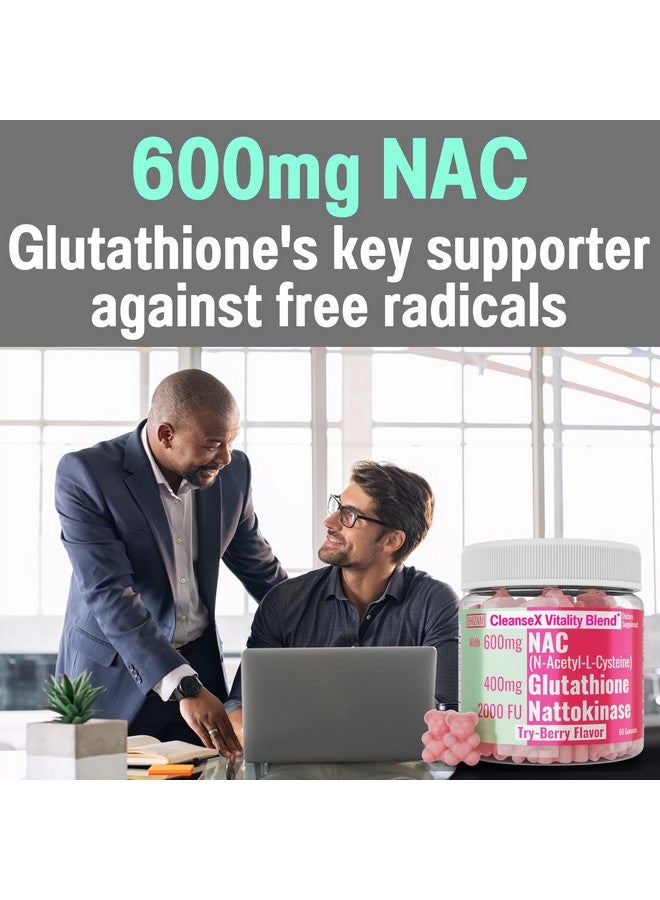 SHIZAM شيزام 600 ملغ NAC 2000 FU 100 ملغ ناتوكيناز و 400 ملغ جلوتاثيون مخفض Gummies، مكملات سائلة/أقراص مسحوق كابسولة N-أسيتيل سيستين، N أسيتيل سيستين عضوي 1000 ملغ 4000 600 ملغ - Image 4
