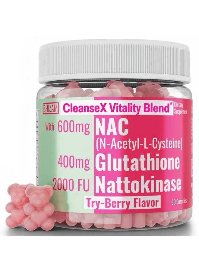 SHIZAM شيزام 600 ملغ NAC 2000 FU 100 ملغ ناتوكيناز و 400 ملغ جلوتاثيون مخفض Gummies، مكملات سائلة/أقراص مسحوق كابسولة N-أسيتيل سيستين، N أسيتيل سيستين عضوي 1000 ملغ 4000 600 ملغ - Image 1