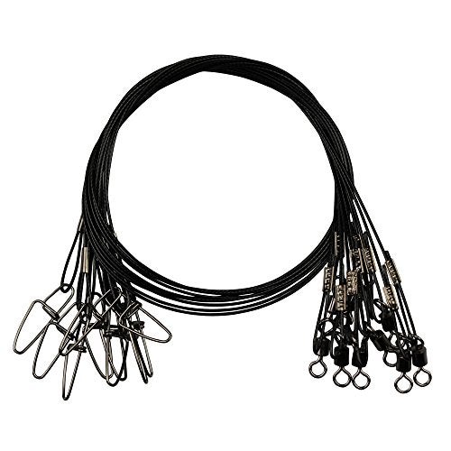 Laxygo 20pcs Fishing Wire Leaders Heavy Duty Fishing Stainless Steel Wire Leaders 150LB High Strength Fishing Leaders with Swivels and Snaps Black/Red/Green - Image 1