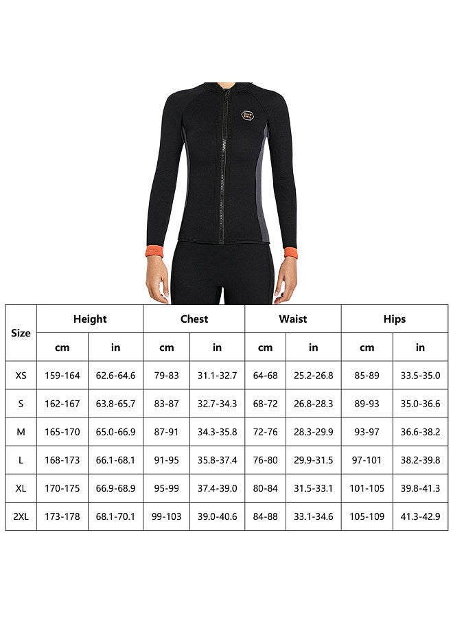 Generic Women 3mm Neoprene Long Sleeve Wetsuit Top Warm Front Zipper Wetsuits Shirts for Surfing Swimming Snorkeling Kayaking  - Image 2
