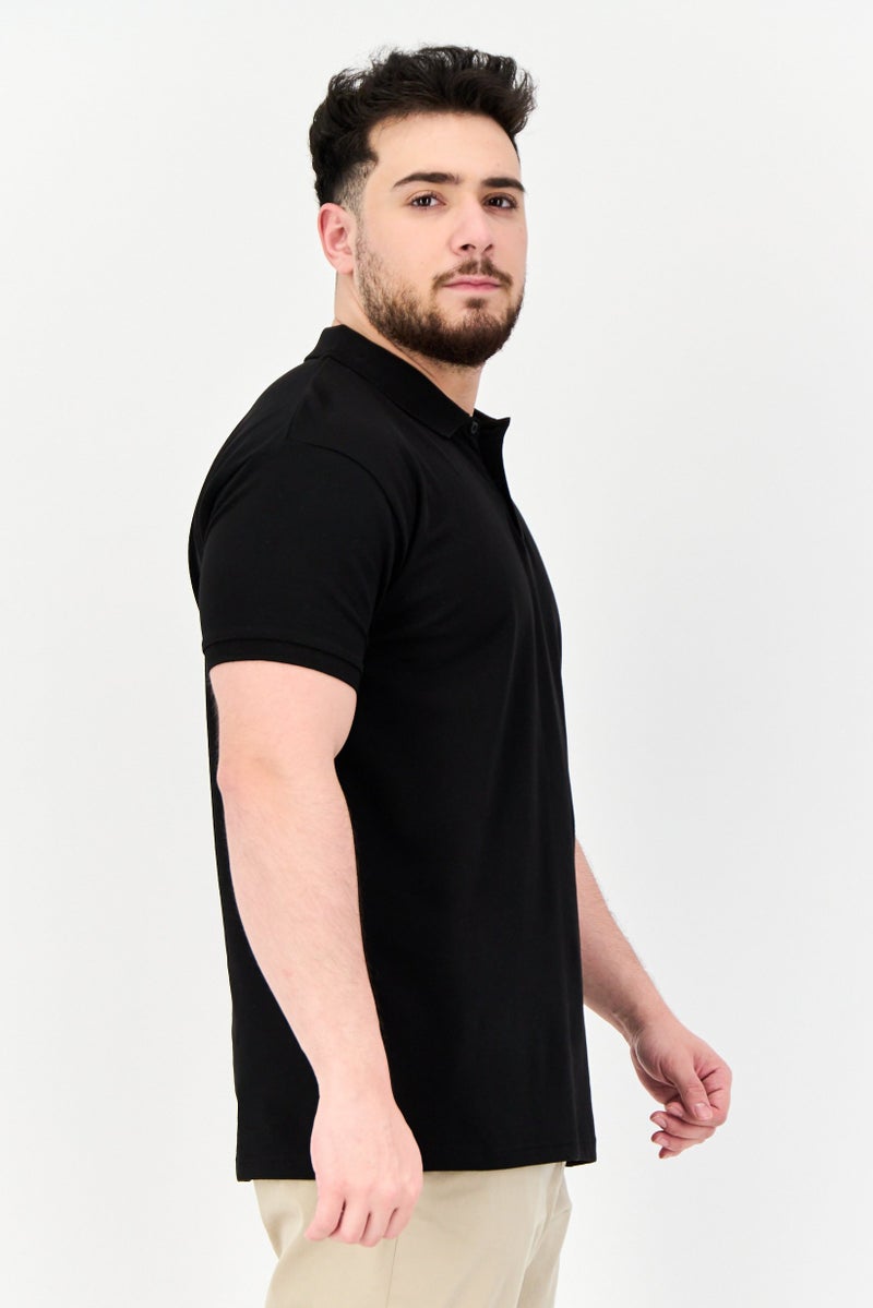 Maserati Men Regular Fit Short Sleeve Brand Logo Polo Shirt, Black - Image 4