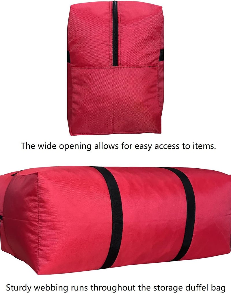 DoYiKe Extra Large Storage Duffle Bag with Zippers and Handles, Red Big Foldable Duffle Bag for Travel -100L - Image 4