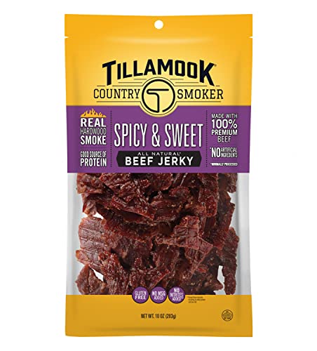 Tillamook Country Smoker Real Hardwood Smoked Beef Jerky, Spicy & Sweet, 10 Ounce - Image 1