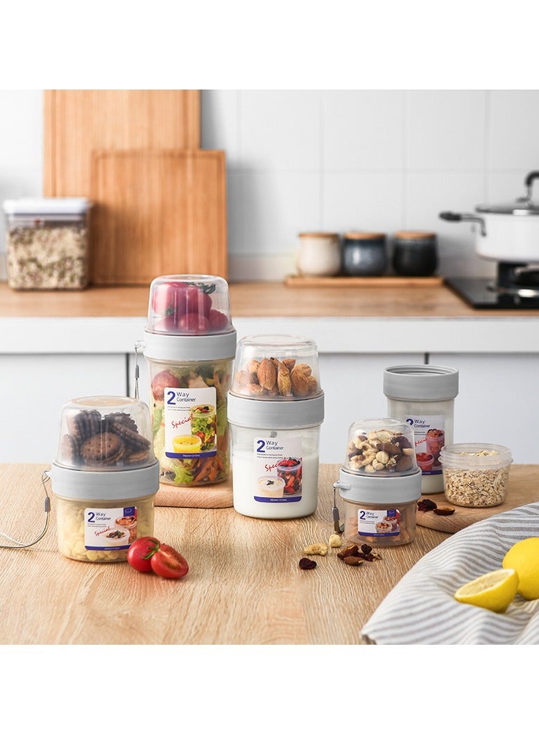 To-go Portable Sealed Food Container – 2-Layer Food Storage, BPA-Free, for Cereal, Oatmeal, Fruit, Milk  Yogurt, Large Airtight Snack  Salad Jar, Ideal for Kitchen, Travel, Work  Picnic – 150+150ml - Image 2