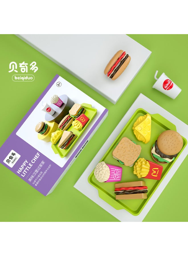 Children's Play Toy Mini Hamburger Fries Western Food Kitchen Set Simulation Food Toy Model