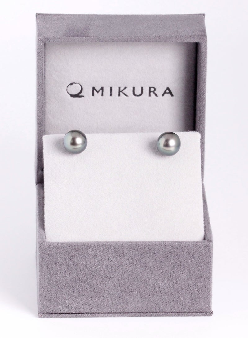 MIKURA Earrings, South Sea Pearls, A Quality, Natural Black Color, 10.5-10.0MM, 18KW  - Image 3