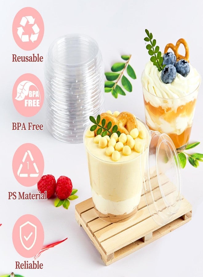 TOFLEN 6 oz Mini Dessert Cups with Lids and Spoons 150 Pcs | Serves 50 | Small Plastic Cake Cups Round Party Serving Cups for Parfait, Appetizers, Mousse, Dessert Shot Glasses - Image 3