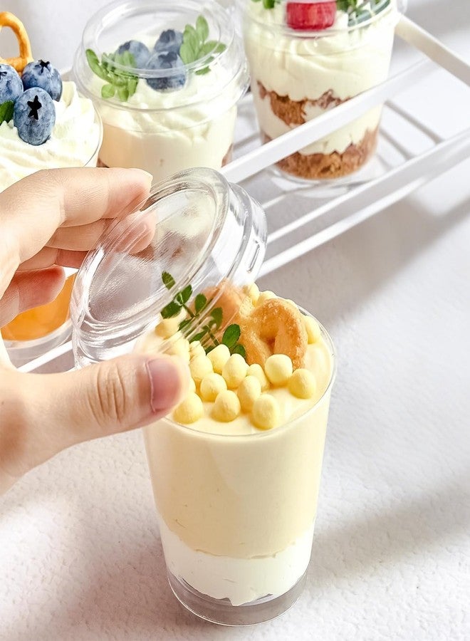 TOFLEN 6 oz Mini Dessert Cups with Lids and Spoons 150 Pcs | Serves 50 | Small Plastic Cake Cups Round Party Serving Cups for Parfait, Appetizers, Mousse, Dessert Shot Glasses - Image 4