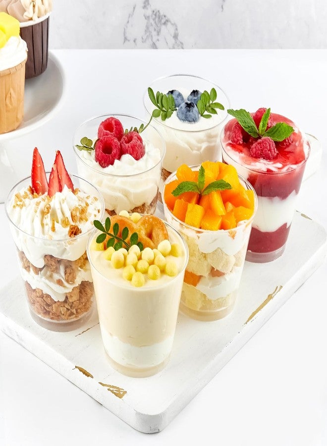 TOFLEN 6 oz Mini Dessert Cups with Lids and Spoons 150 Pcs | Serves 50 | Small Plastic Cake Cups Round Party Serving Cups for Parfait, Appetizers, Mousse, Dessert Shot Glasses - Image 5