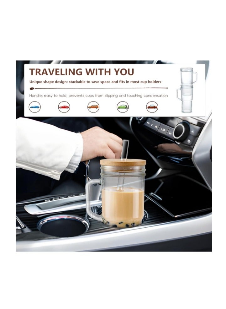 OASIS-TH 2-Piece Glass Cup Set,24 oz Coffee Mug With Lid And Stainless  Straw,Iced Coffee Glasses,Cute Tumbler Cup,Ideal For Coffee,Cola,juice,Gift  - Image 2