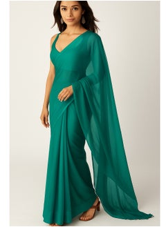 مملكة الإكسسوارات ساري جورجيت سادة للنساء مع بلوزة غير مخيطة  - Image 5