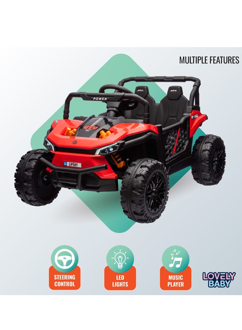 Lovely Baby جيب ركوب كهربائي للأطفال من لوفلي بيبي LB 5151، شاحنة تعمل بالبطارية مع تحكم عن بعد، ضوء، موسيقى، أفضل هدية للأطفال من 1-4 سنوات - أحمر - Image 4