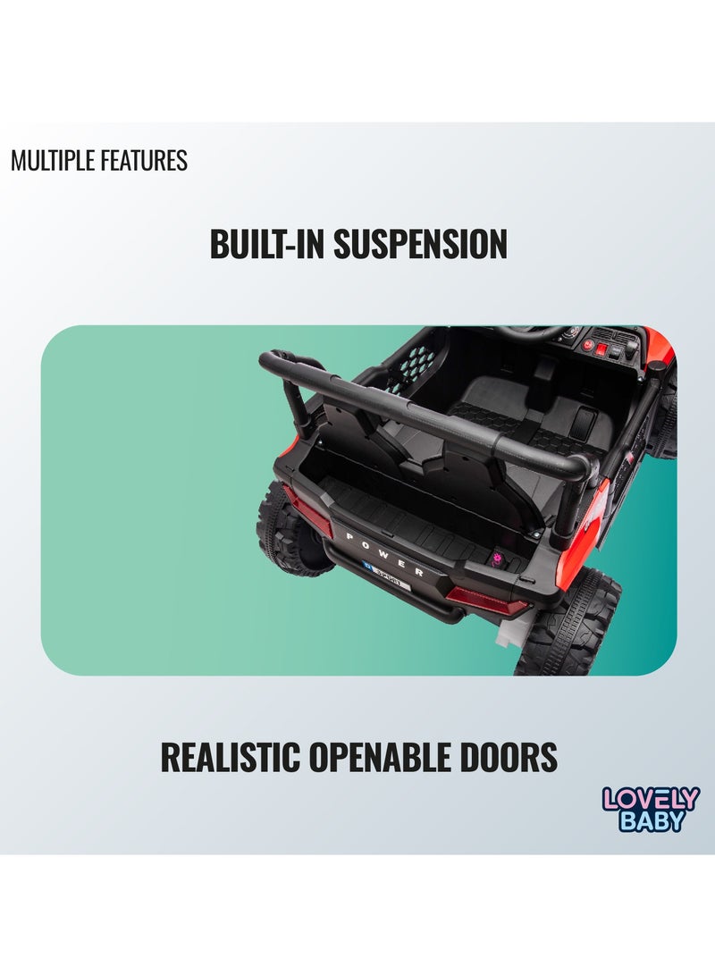 Lovely Baby جيب ركوب كهربائي للأطفال من لوفلي بيبي LB 5151، شاحنة تعمل بالبطارية مع تحكم عن بعد، ضوء، موسيقى، أفضل هدية للأطفال من 1-4 سنوات - أحمر - Image 5