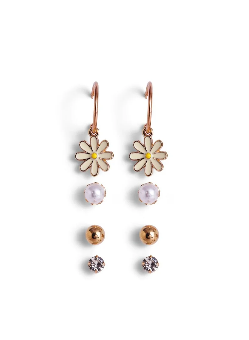 Priyaasi Set Of 6 Plated Contemporary Hoop Earrings