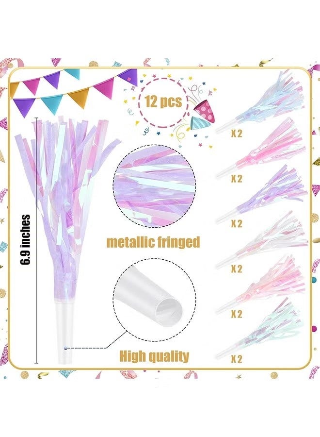 JIMATOR 12 Pcs Party Blowers Glitter Noise Makers Metallic Fringed Party Horns for Adults Birthday Graduation New Years Party Favors Supplies - Image 2