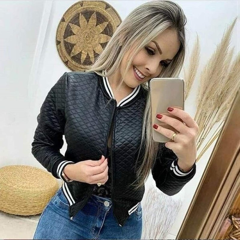 cheekyglo Bomber Jacket Coat,Classic Solid Biker Jacket Zip Up Bomber Jacket Coat,Black,XL - Image 2