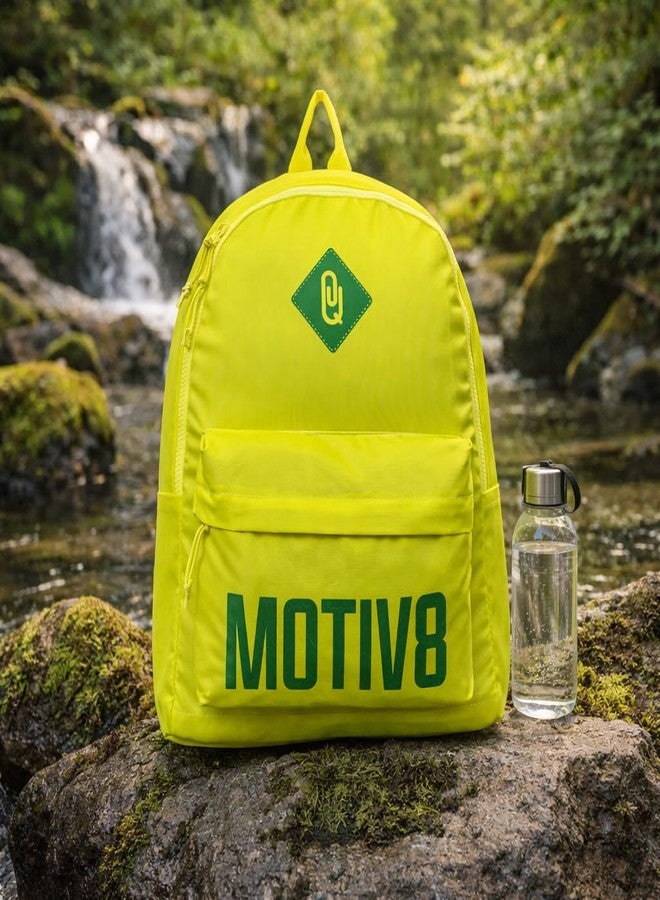 QIPS MOTIV8 School Backpack for Kids - Lightweight & Water-Resistant Tuition Bag with Cushioned Back - Unisex Travel Daypack for Boys & Girls - Daily Use Book Bag - Neon Green - Image 2