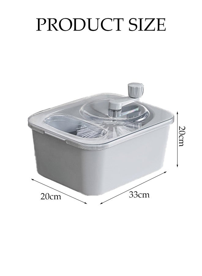 DUNISO Salad Spinner Manual Salad Mixer Fruits Vegetable Washer Colander for Kitchen Fruit Washing Bowl with Strainer Drainer Manually Rotate Fruit Cleaning and Draining Basket Household Multifunctional Fruit Washer Drainer Container with Lid - Image 4