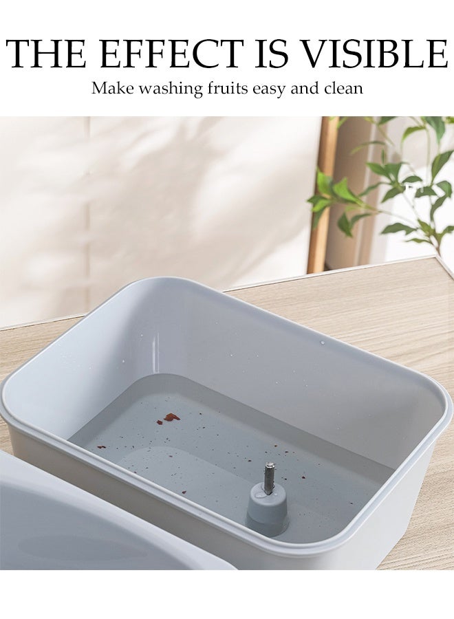 DUNISO Salad Spinner Manual Salad Mixer Fruits Vegetable Washer Colander for Kitchen Fruit Washing Bowl with Strainer Drainer Manually Rotate Fruit Cleaning and Draining Basket Household Multifunctional Fruit Washer Drainer Container with Lid - Image 3