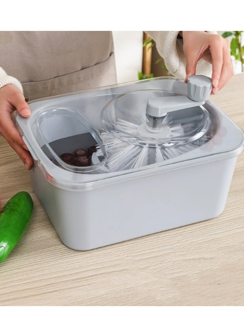 DUNISO Salad Spinner Manual Salad Mixer Fruits Vegetable Washer Colander for Kitchen Fruit Washing Bowl with Strainer Drainer Manually Rotate Fruit Cleaning and Draining Basket Household Multifunctional Fruit Washer Drainer Container with Lid - Image 1