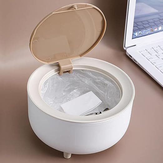 RELEMTRA Waste Paper Basket 1pcs Mini Trashcan Garbage Can Plastic Garbage Bin Slim Bathroom Bin Waste Can with Lid Wastepaper Basket Mini Plastic Baskets Trash Can Pp Office Desk - Image 1