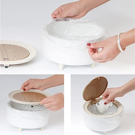 RELEMTRA Waste Paper Basket 1pcs Mini Trashcan Garbage Can Plastic Garbage Bin Slim Bathroom Bin Waste Can with Lid Wastepaper Basket Mini Plastic Baskets Trash Can Pp Office Desk - Image 5