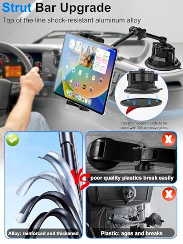 Kolasels Sunroof Tablet Holder Mount for Car/Truck [Latest Anti-Shake] Dashboard Windshield Window Tablet Stand for Truck/Car/Pickup, Heavy Duty Sunroof ipad Mount for 4-12.9" iPad Pro Air, Z Fold, iPhone - Image 3