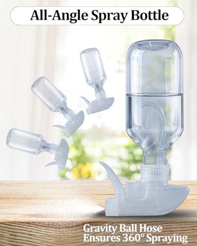 TERESRY 2 Pack 360° Spray Bottles, 10 oz Plastic Small Containers with Adjustable Spray Nozzles, Spray Bottles for Hair, Cleaning Solutions, BBQ and Plants Clear - Image 3